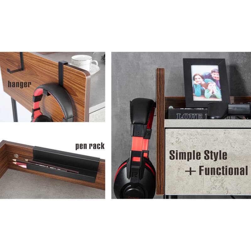 JJS 48" Home Office Computer Laptop Desk with Drawers, Modern Wooden